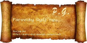 Parovsky Gyöngy névjegykártya